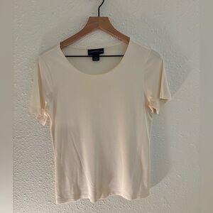 Short sleeve ivory silk shirt, size s, charter club brand.